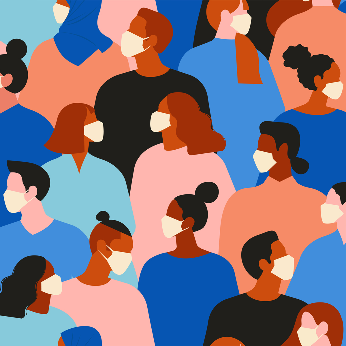 Illustration of People Wearing Masks Illustration of People Wearing Masks
